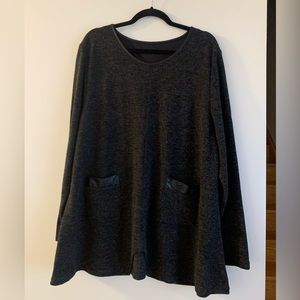 Faux Leather Trim sweater